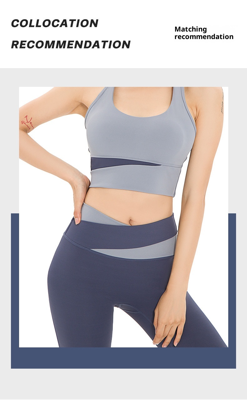 ActiveGo ActiveGo Summer Color Block Quick-Dry Set Outdoor Fitness Barely-There Seamless Breathable Slim Fit Yoga Tight_voghion.com