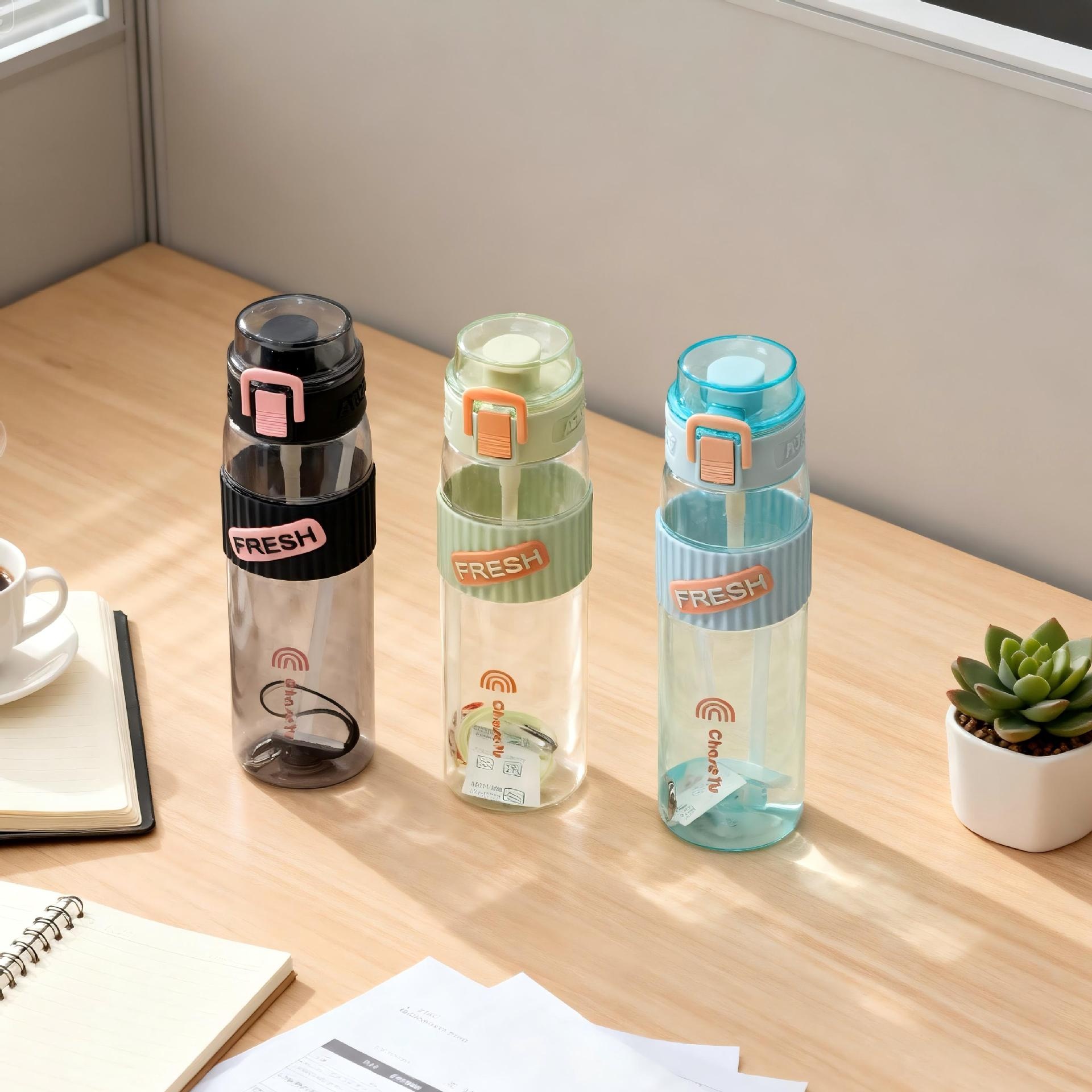 001 Large Capacity Aesthetic Outdoor Sports Bottle Anti-drop High Temperature Resistant Portable Straw Korean Version_voghion.com