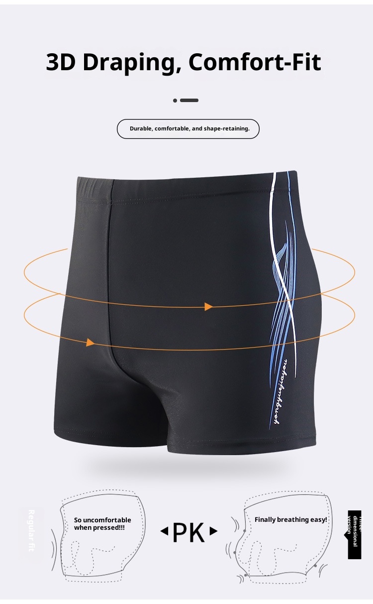 001 Swimming Boxer Factory Direct New Men's Adult Swim Trunks Plus Size Anti-Embarrassment Quick-Dry High-Waist Swimwear_voghion.com