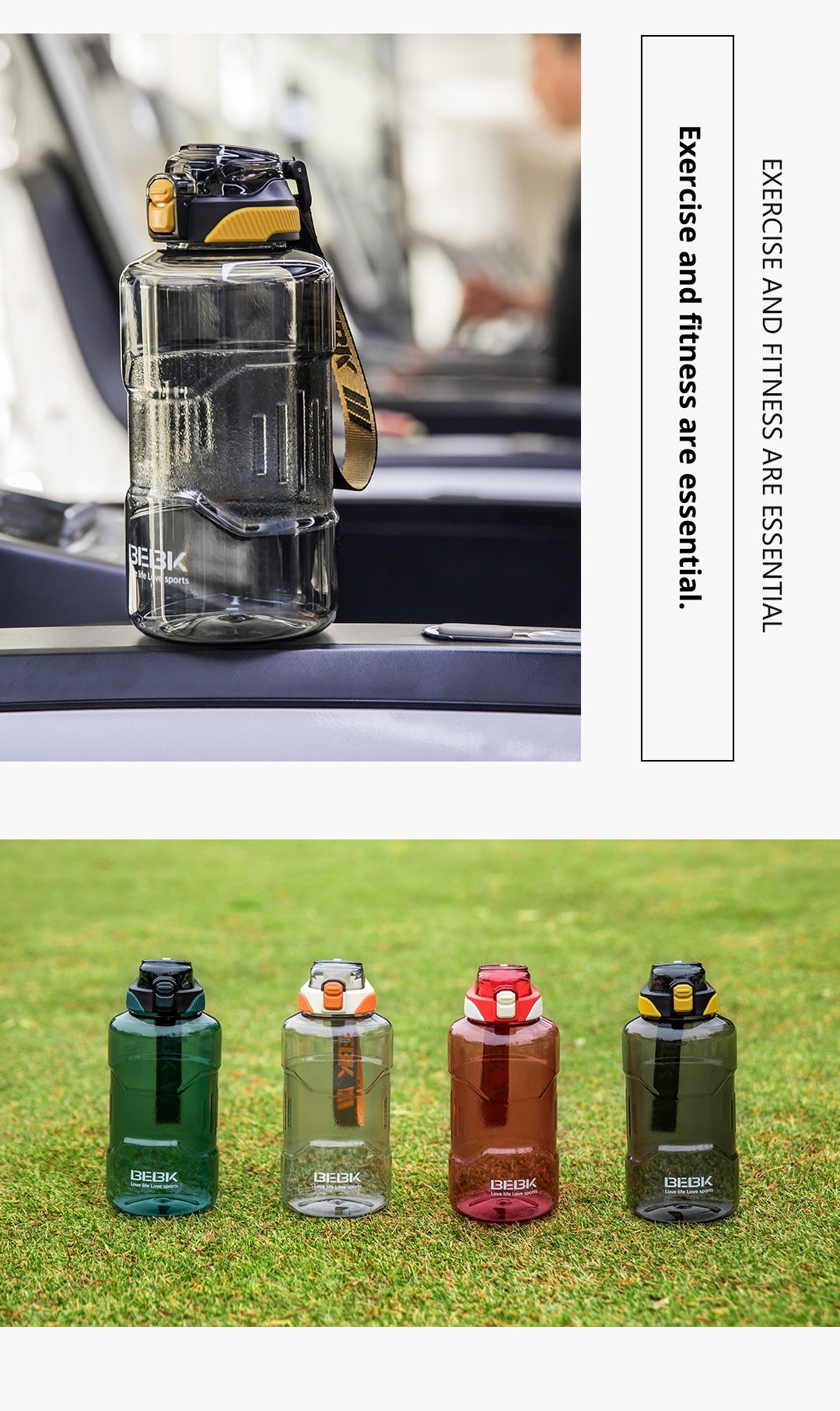 001 Tritan Verdickte Fitness-Trinkflasche mit großem Fassungsvermögen für Herren, tragbar, hitzebeständig, für Outdoor-Sportarten, Tonne, Fassform_voghion.com