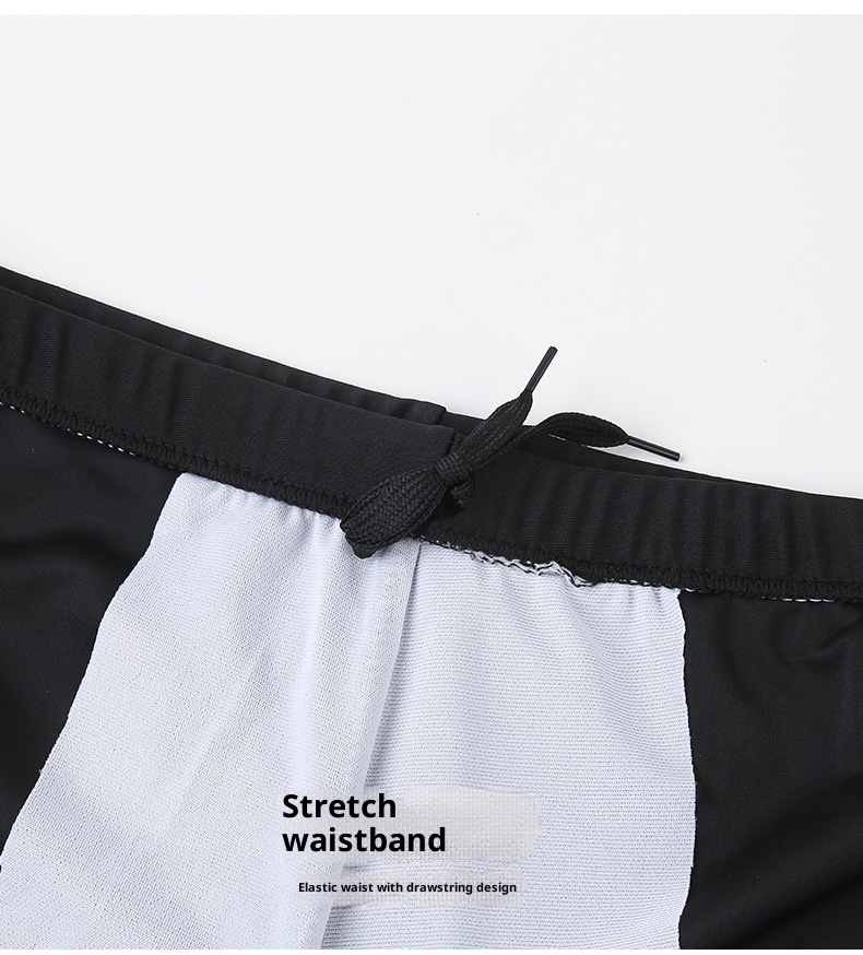 001 Baiya Men's Swimming Quick-Dry Adult Large Size Boxer Fashion Polyester Five-Point Hot Spring Anti-Embarrassment Swim_voghion.com