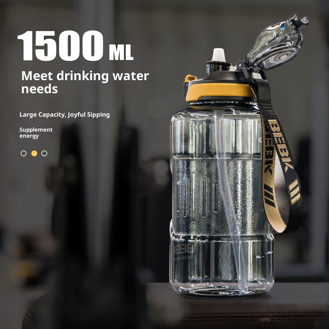 001 Tritan Verdickte Fitness-Trinkflasche mit großem Fassungsvermögen für Herren, tragbar, hitzebeständig, für Outdoor-Sportarten, Tonne, Fassform_voghion.com