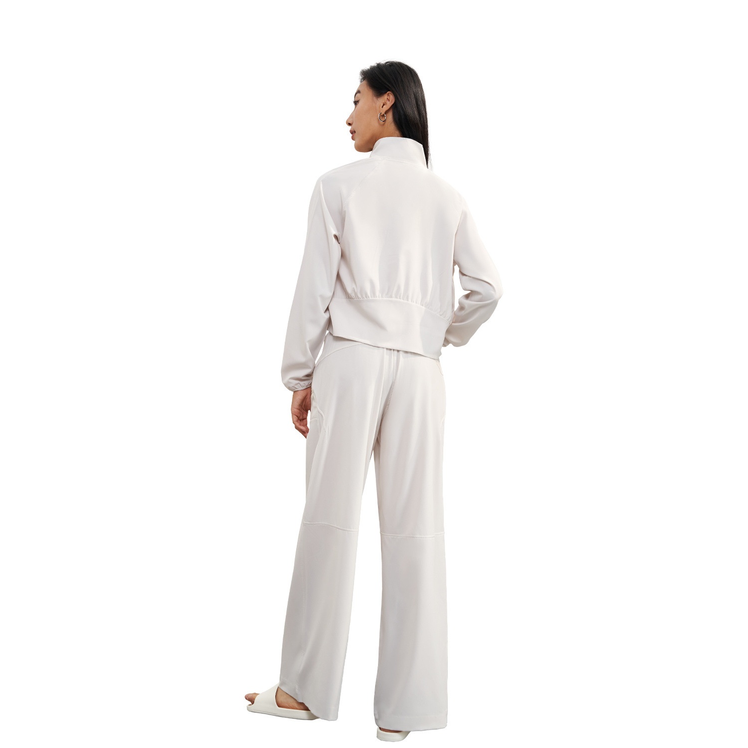 Chemise d'été ActiveGo UPF50+ à col montant tissée pour femme, veste courte amincissante de protection solaire pour l'extérieur, vêtements de sport amples pour le yoga_voghion.com