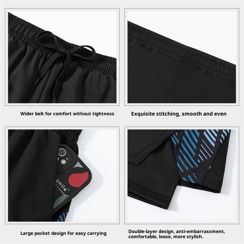 001 Yuke Herren Badehose, doppellagig, schnelltrocknend, professionell, Anti-Peinlichkeits-Badehose, neue große Größe, lockerer Schnitt, Sonnenschutz_voghion.com