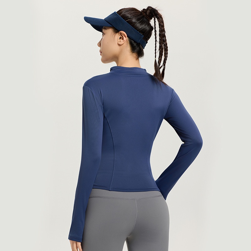 ActiveGo ActiveGo Lulu Sun Protection Clothing Slim Fit Tight-Fitting Stand Collar Fitness Running Shaping Sports Outdoor Yoga Wear_voghion.com