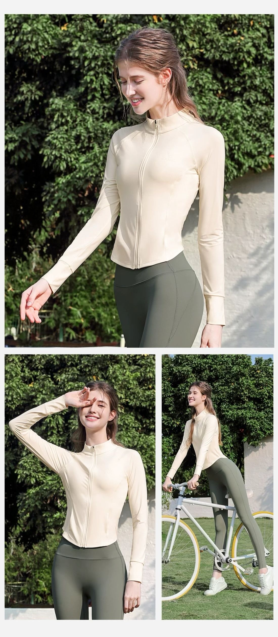 ActiveGo ActiveGo Slim Fit Protezione solare Abbigliamento sportivo da donna con colletto alto Yoga UV Ice Silk traspirante Traspirante Traspirante_voghion.com
