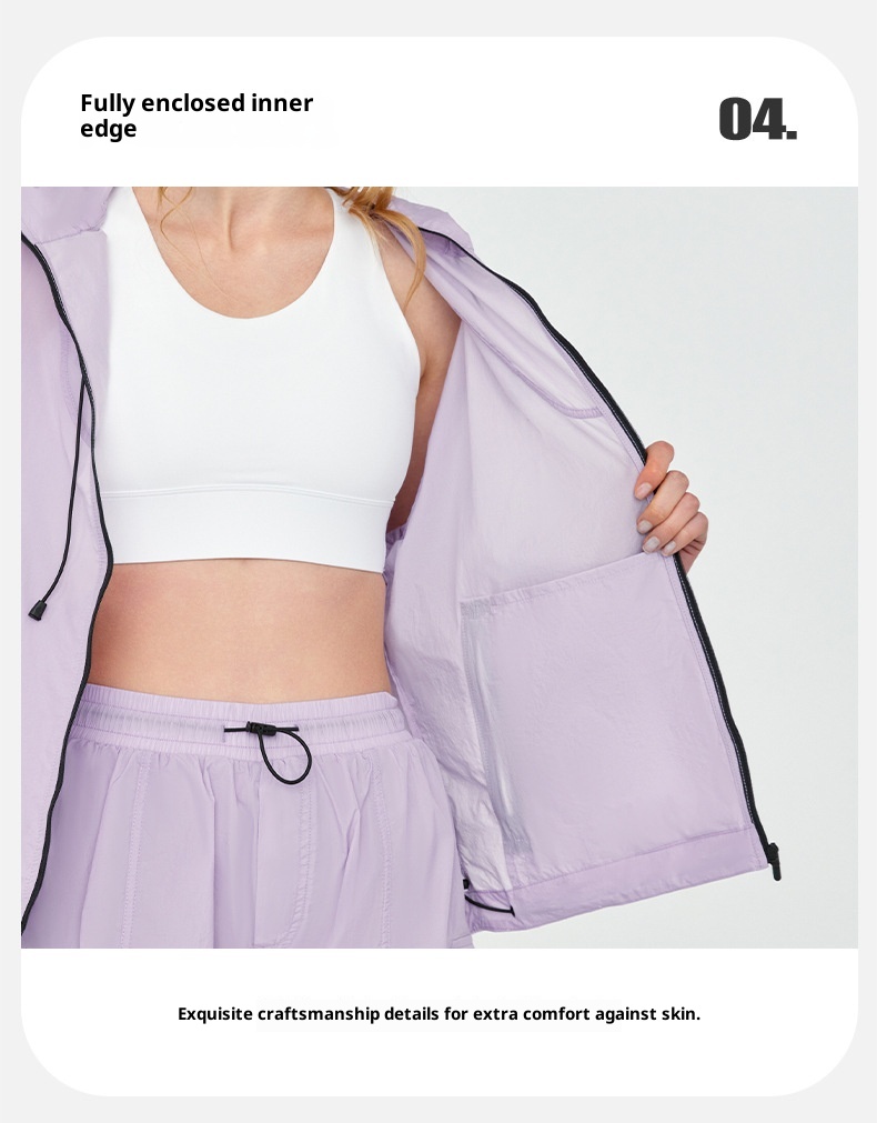 ActiveGo ActiveGo Giacca sportiva leggera da esterno, casual, con cappuccio, per yoga, da indossare in palestra e all'aperto_voghion.com