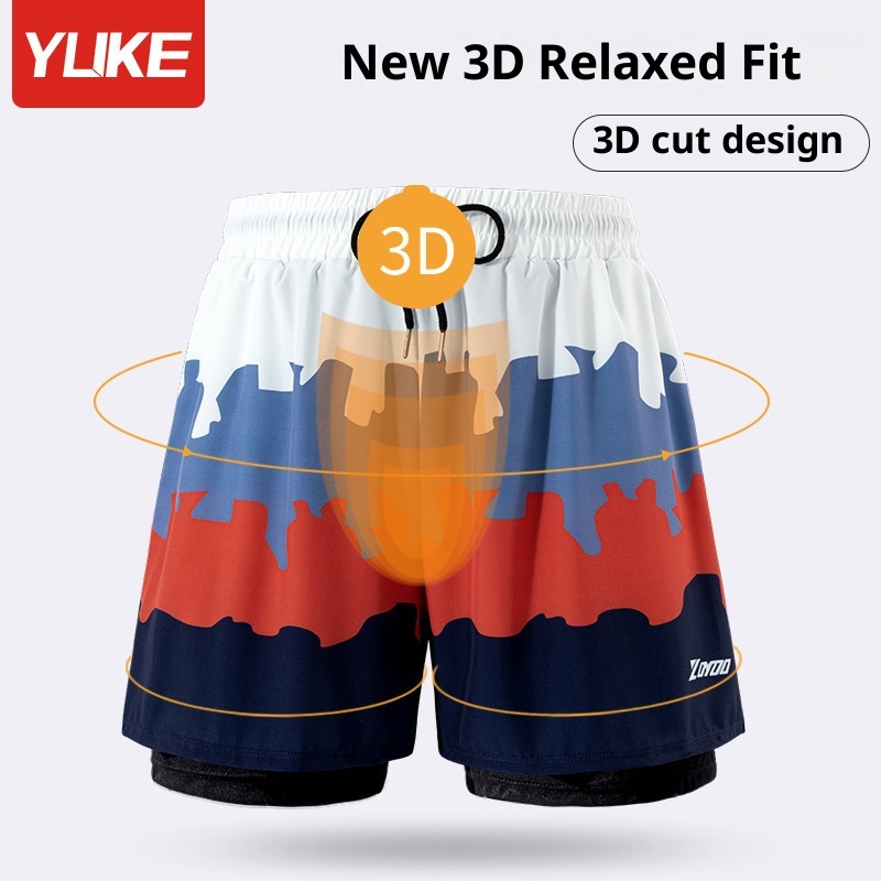 001 Adult Swimming New Men' Double Layer Quick-Dry Anti-Embarrament Swim Trunk Boxer Looe Breathable Caual Beach_voghion.com