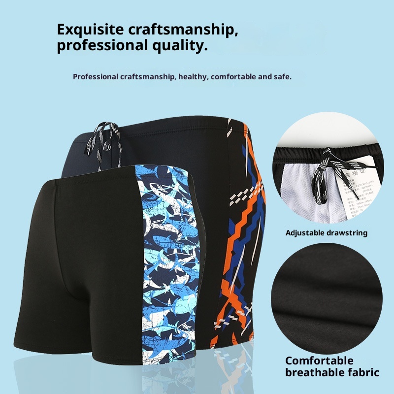 001 Men's Swimming Wholesale Boxer Large Size Milk Silk Adult Fashion Printed Hot Spring Vacation Beach Swim Trunks_voghion.com