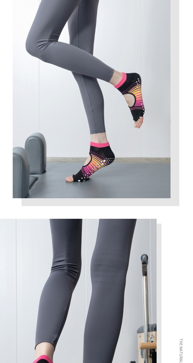 001 Pilates Women Professional Non-Slip Open Sports Fitness Toe Separator Striped Yoga Socks In Stock Wholesale_voghion.com