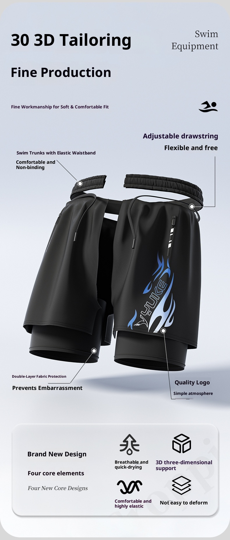 001 Adult Nw Profssional Quick-Dry Two-Layr Loos Larg Siz Doubl-Layr Anti-Embarrassmnt Swimming Trunks St_voghion.com