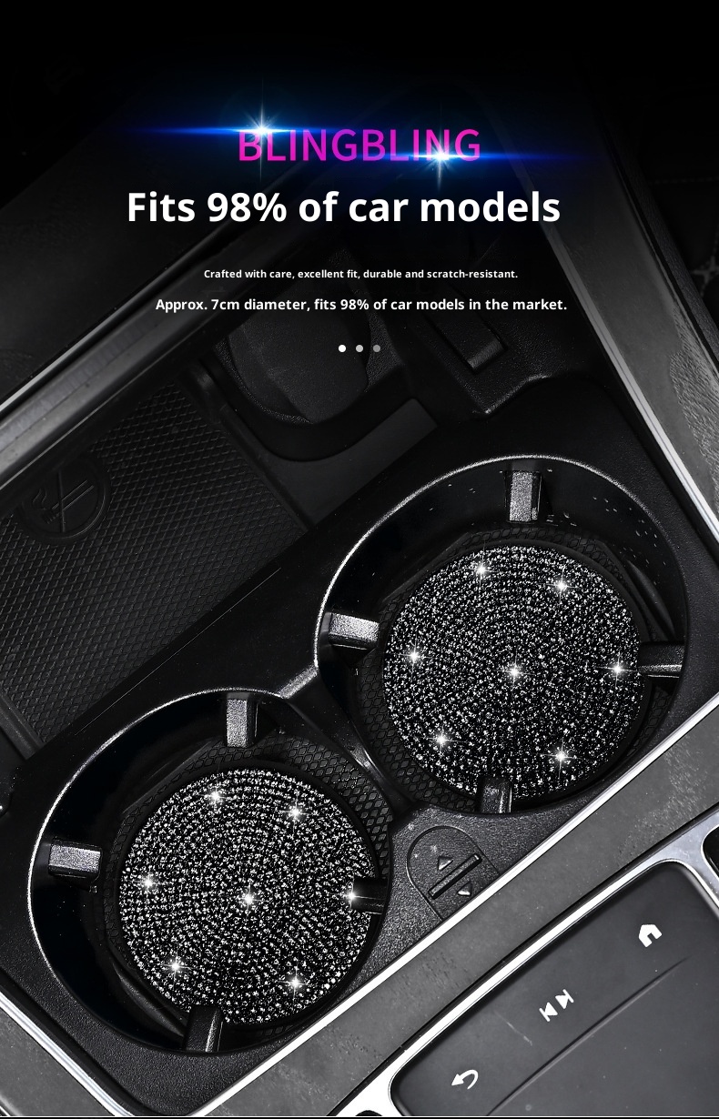 Small Deng Small Deng Cross-Border Exclusive With Rhinestones, Mat, Creative Car Anti-Slip Silicone Rhinestone Cup Mat_voghion.com