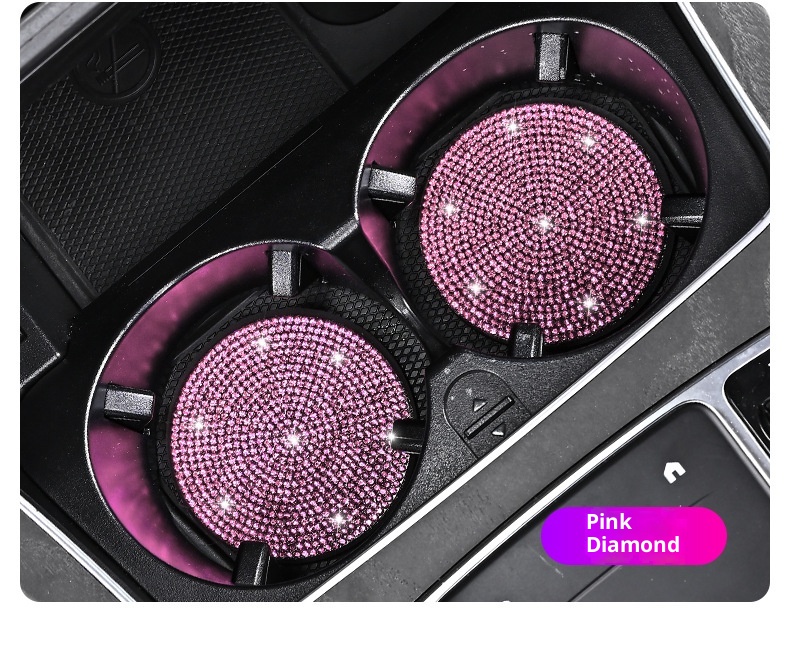 Small Deng Small Deng Cross-Border Exclusive With Rhinestones, Mat, Creative Car Anti-Slip Silicone Rhinestone Cup Mat_voghion.com