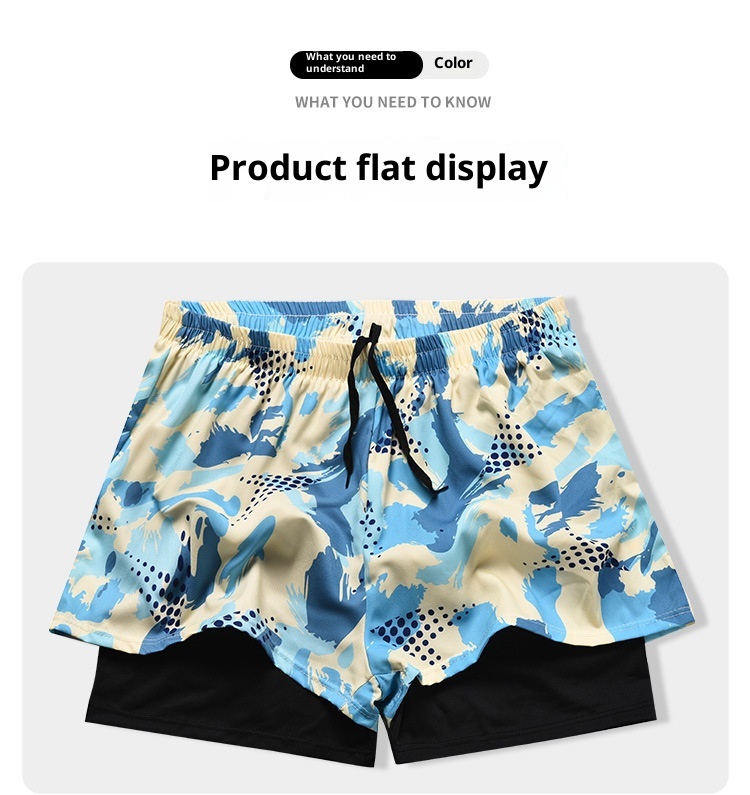 001 Neue, schnelltrocknende, doppellagige, bedruckte Badehose in Übergröße mit Anti-Peinlichkeits-Effekt – Professionelle Herren-Bademode_voghion.com