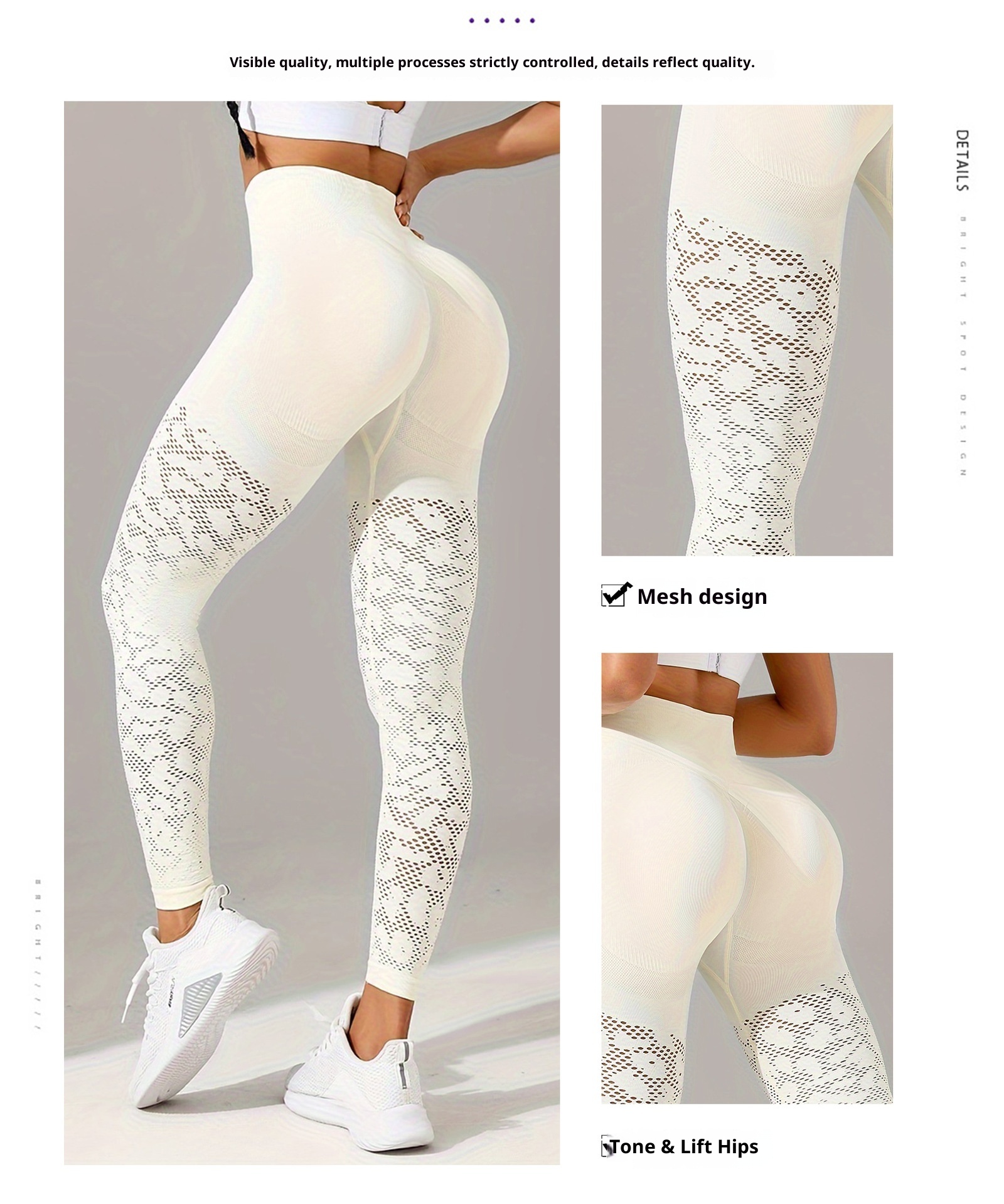 Legging de sport ActiveGo Cross-Border Slim Jacquard pour femme, idéal pour le fitness, les activités de plein air, la course à pied et le yoga._voghion.com