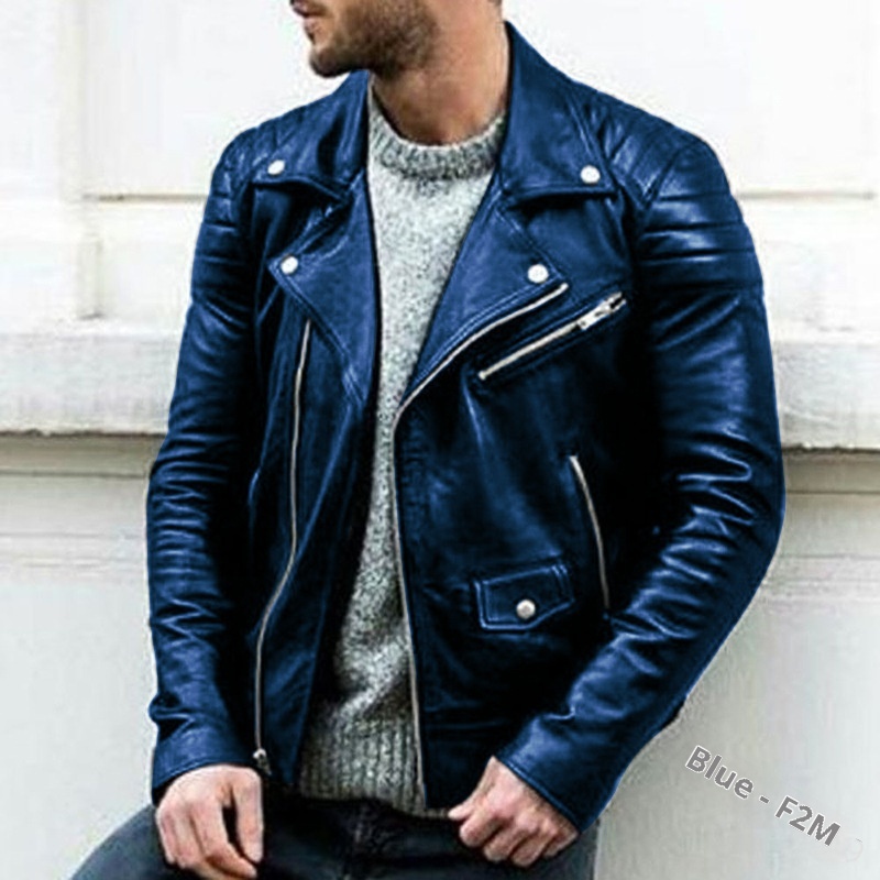 ActiveGo ActiveGo 2024 New European And American Clothing Stand Collar Punk Men's Motorcycle Leather Jacket Py38-p85_voghion.com