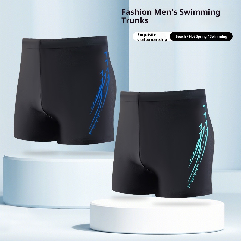 001 Men's Trunks Adult Large Size Boxer Anti-Embarrassment Quick-Dry High-Waist Sports Beach Shorts Swimming Gear Set_voghion.com