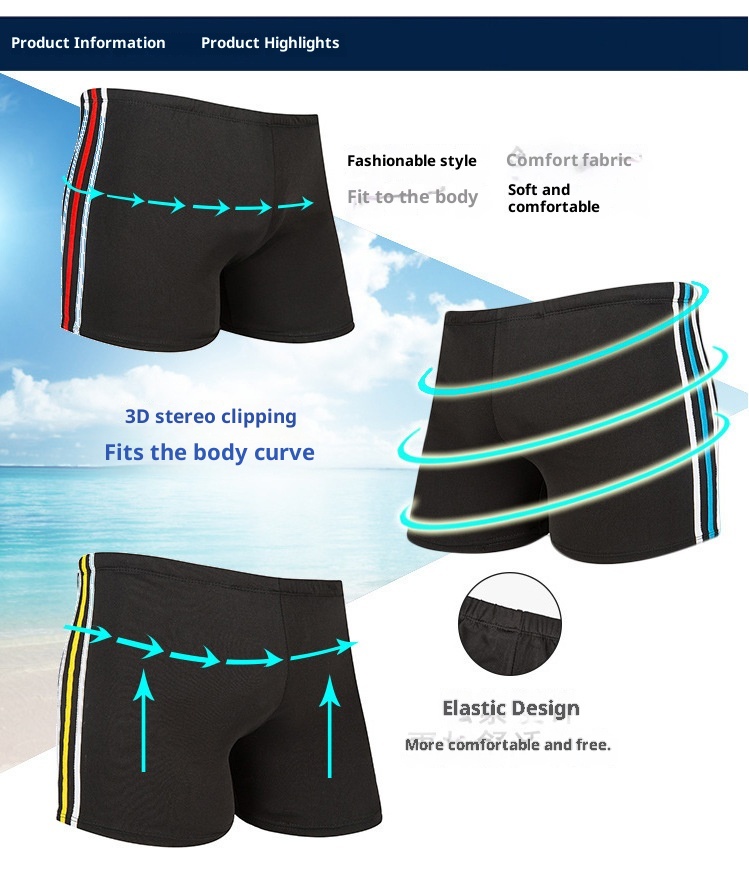 001 Herren Fünf-Punkt-Sport-Freizeit-Boxershorts, atmungsaktiv, schnelltrocknend, locker, Strand, Erwachsene, Übergröße, bequeme Badehose, Großhandel_voghion.com