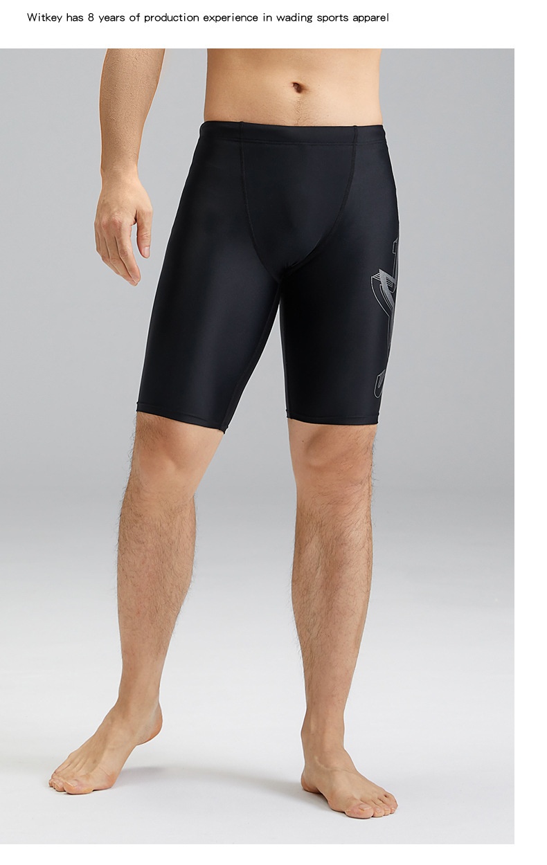 001 New Cross-Border Adult Men's Tight Breathable Nylon Boxer Shorts Extended Chlorine-Resistant Five-Point Swimming Trunks_voghion.com