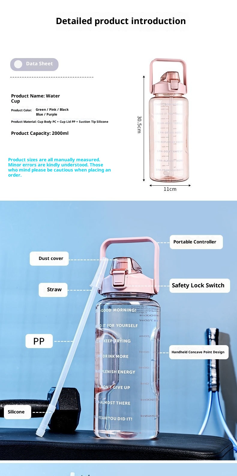 001 Cross-Border Super Large Capacity Space Cup Summer Men And Women High-End Feel 2000ml Fitness Sports Ton Bucket_voghion.com