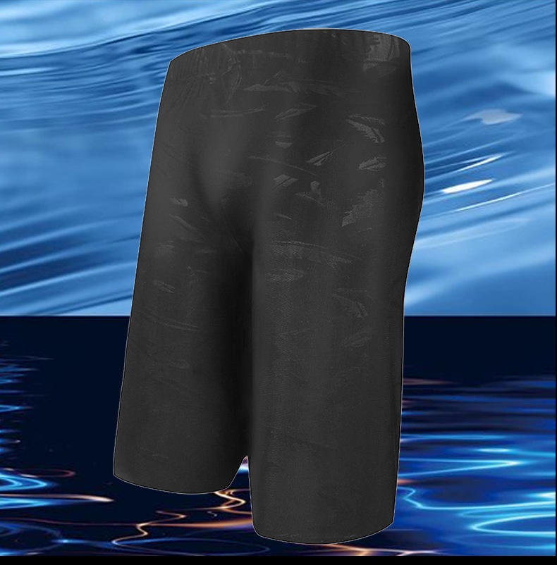 001 Wholesale Men's Large Size Five-Point Professional Long Racing Adult Boxer Beach Shorts Shark Swim Trunks_voghion.com
