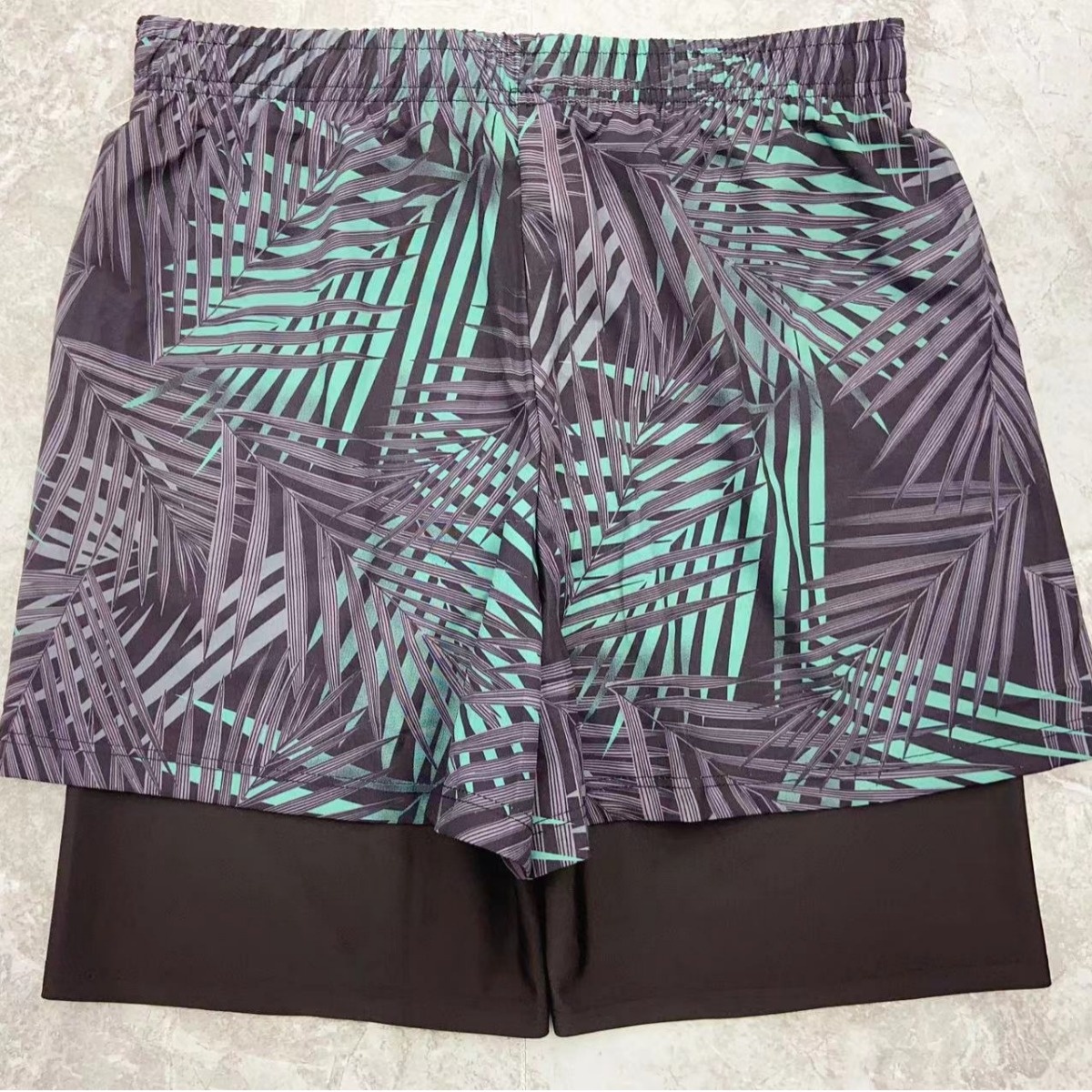 001 Anti-Embarrassment Double Layer New Printed Adult Swimming Comfortable Boxer Shorts Plus Size Men's Swim Trunks_voghion.com