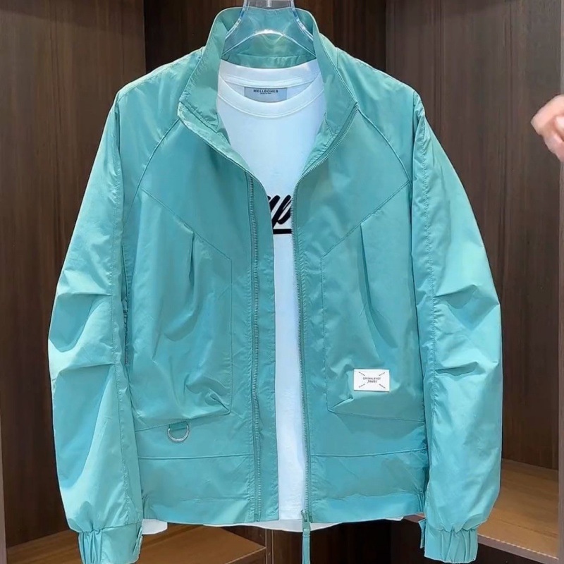 ActiveGo Herren Leichte, atmungsaktive Freizeit-Sonnenschutzjacke mit Stehkragen, modisch und vielseitig, Weiß_voghion.com