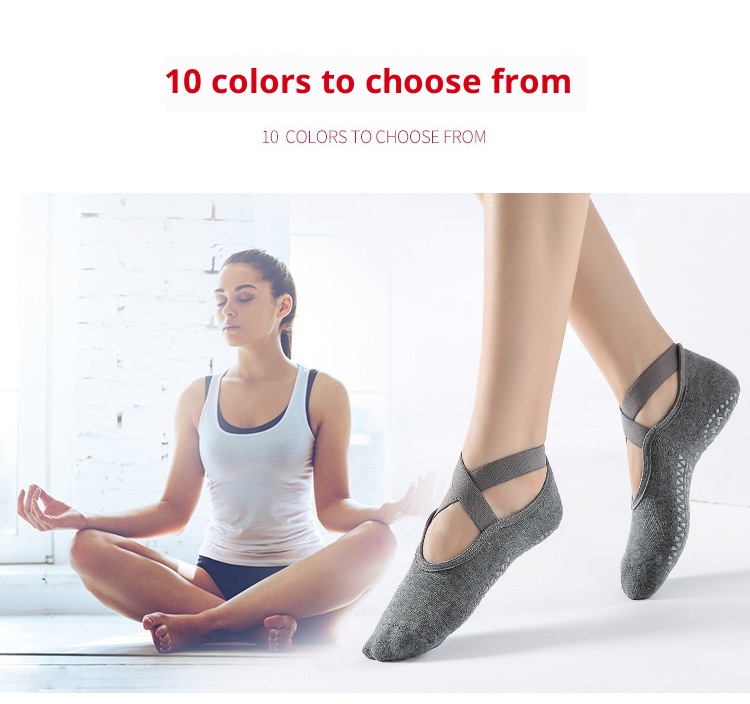 001 Calzini antiscivolo da donna per yoga, autunno e inverno, in cotone spesso, per pilates, danza e fitness, punta aperta, per interni_voghion.com