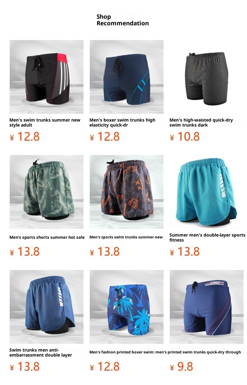 001 Sportliche Badehose mit Print, schnelltrocknend, locker, atmungsaktiv, hoher Bund, Badeshorts für Erwachsene, Sommer, neue Herren-Bademode_voghion.com