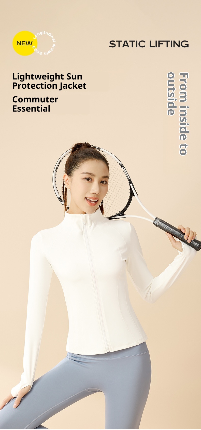 ActiveGo ActiveGo Abbigliamento solare per donna, estate, sport all'aria aperta, protezione UV, giacca aderente con colletto alla coreana_voghion.com