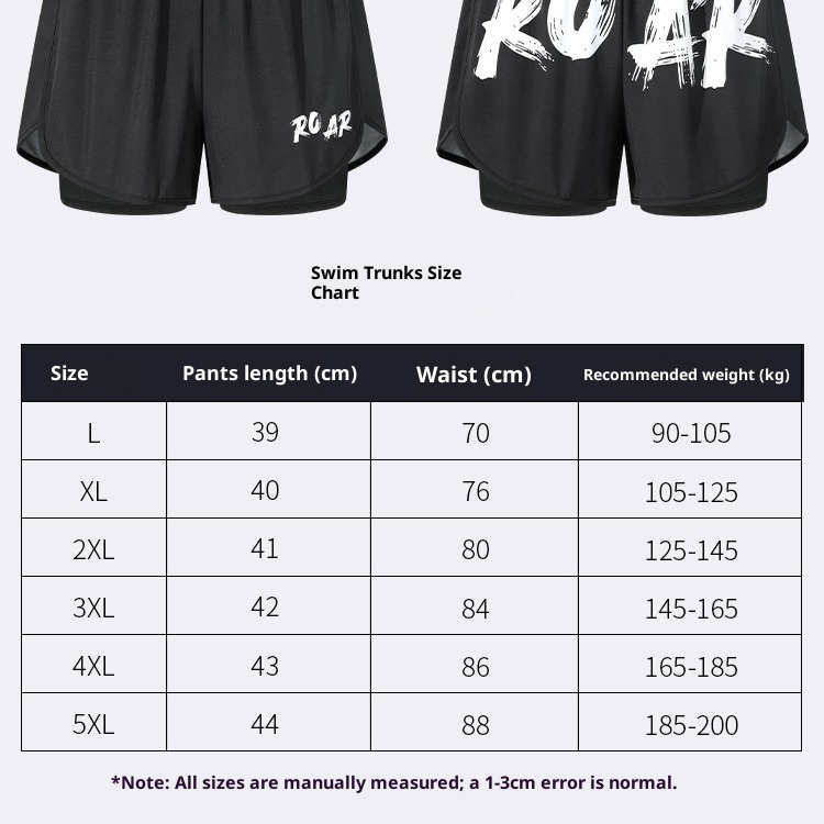 001 Adult Trunks New Professional Quick-Dry Two-Layer Loose Large Size Double-Layer Anti-Embarrassment Swimming Gear Set_voghion.com