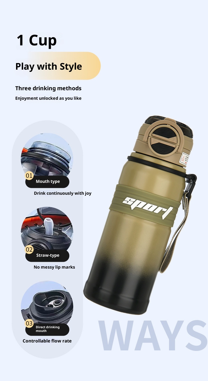 001 Coppia di tazze isolate sottovuoto in acciaio inossidabile, bottiglia d'acqua di grande capacità con cannuccia, doppio uso per sport all'aria aperta_voghion.com