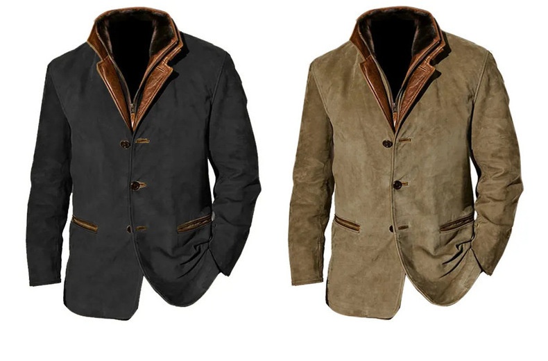 ActiveGo ActiveGo Cross-Border Spring Autumn New European And American Fashion Retro Jacket Men's Casual Coat Turn-Down Collar Workwear_voghion.com