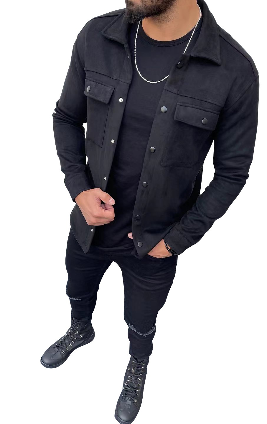 ActiveGo ActiveGo 2024 Europäische und amerikanische grenzüberschreitende Xiyin Herrenbekleidung Top Wildlederjacke Mantel Trendy Retro_voghion.com