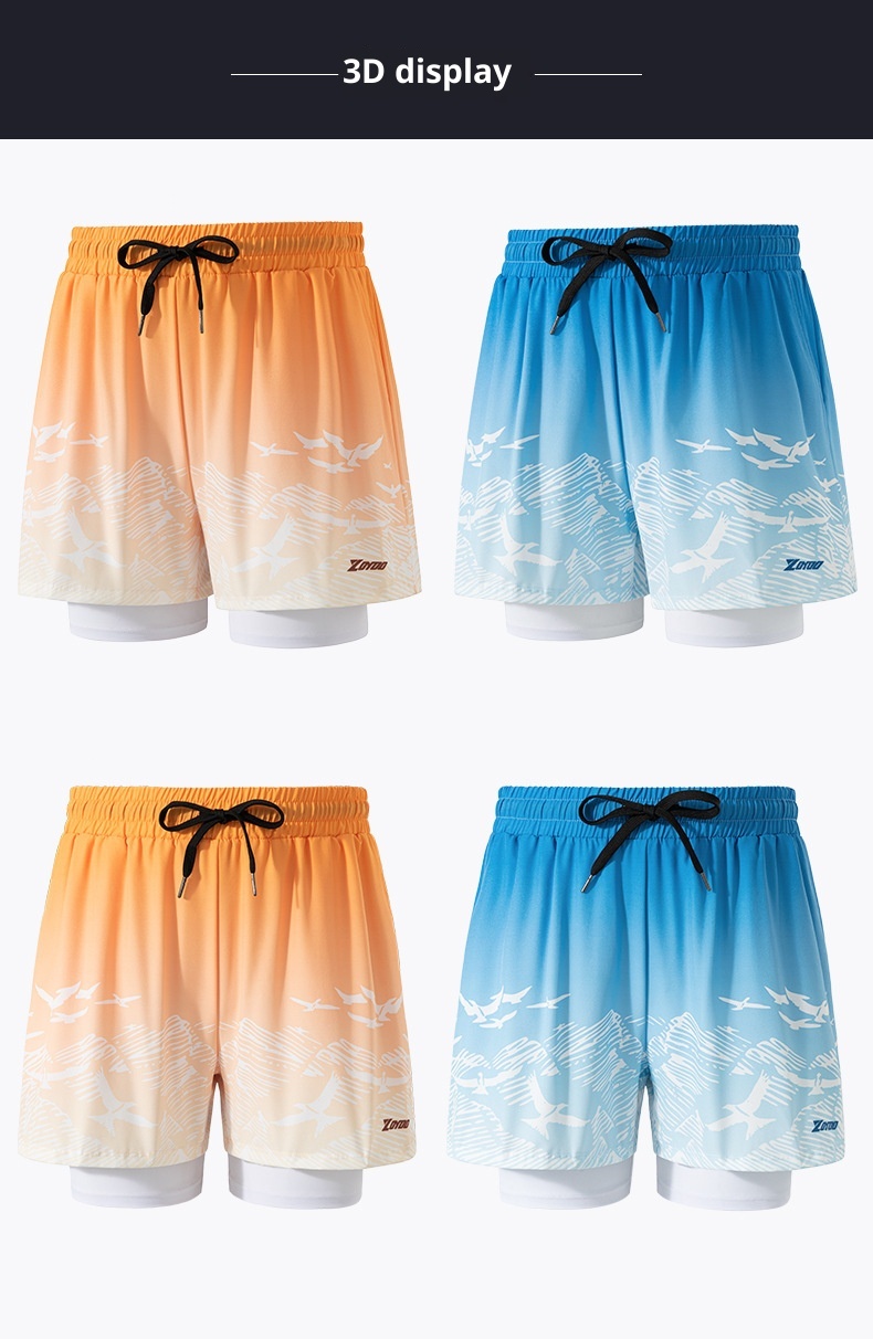 001 Men's New Quick-Dry Large Size Anti-Embarrassment Adult Gear Full Set Loose Beach Swimming Trunks For Hot Springs_voghion.com