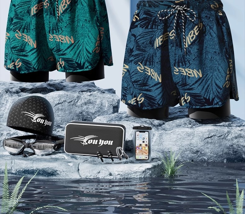 001 Men's Swimming Anti-Embarrassment Double Layer Boxer Swim Trunks Adult 2025 New Professional Hot Spring Swimsuit Full_voghion.com