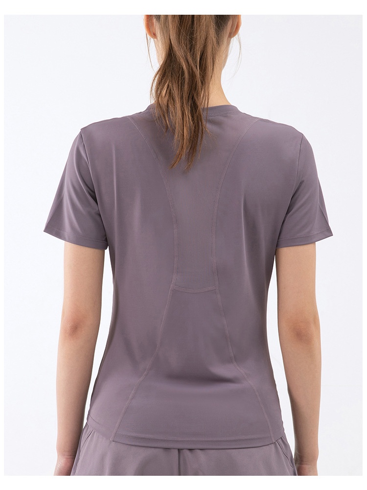 ActiveGo ActiveGo Haut de sport amincissant à manches courtes pour femme, coupe transfrontalière européenne et américaine, haut de fitness décontracté et respirant,_voghion.com