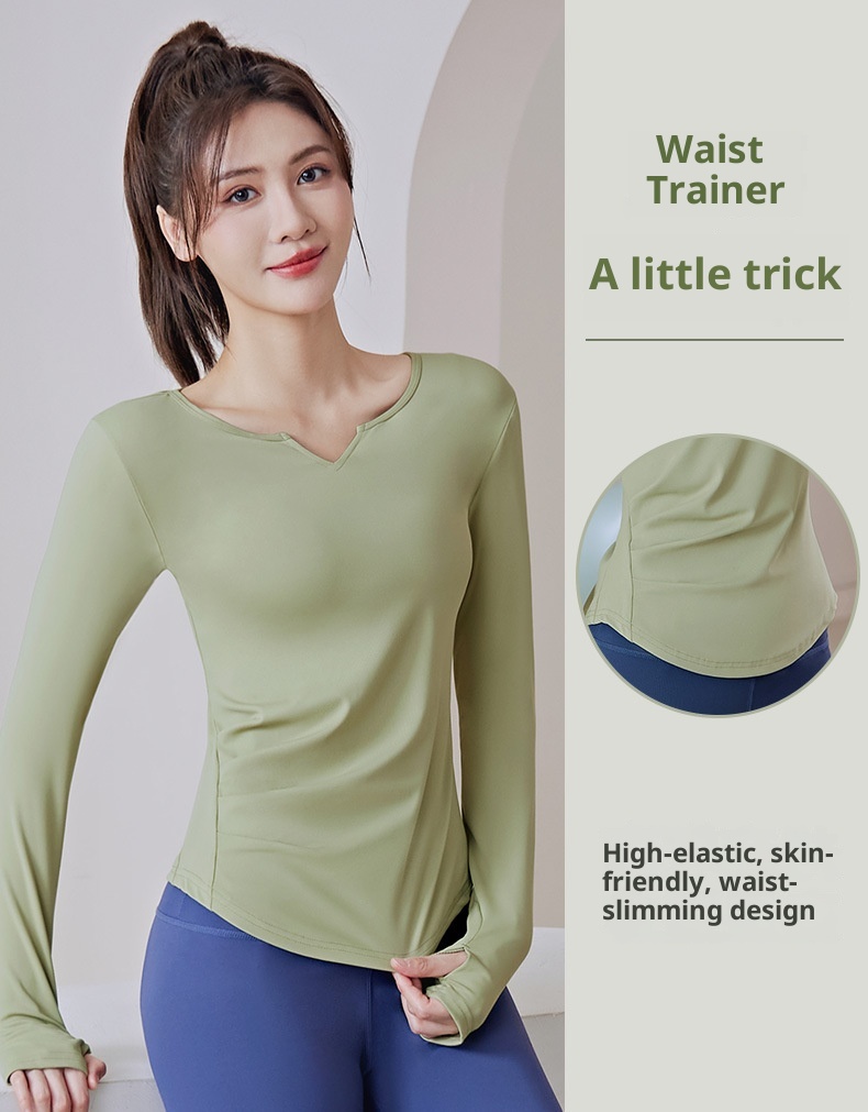 ActiveGo ActiveGo Cross-Border V-Neck Sleeve Yoga Wear Tummy Control Butt Lift Slim Fit Patchwork Long Outdoor Running Sports Fitness_voghion.com