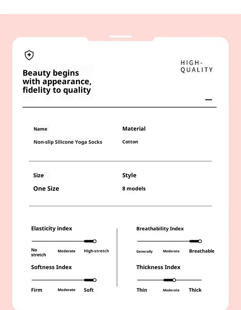 001 Pilates Professional Fünf-Zehen-Socken für mittelhohe Waden, rutschfest, einfarbig, für Yoga und Bodenarbeit_voghion.com