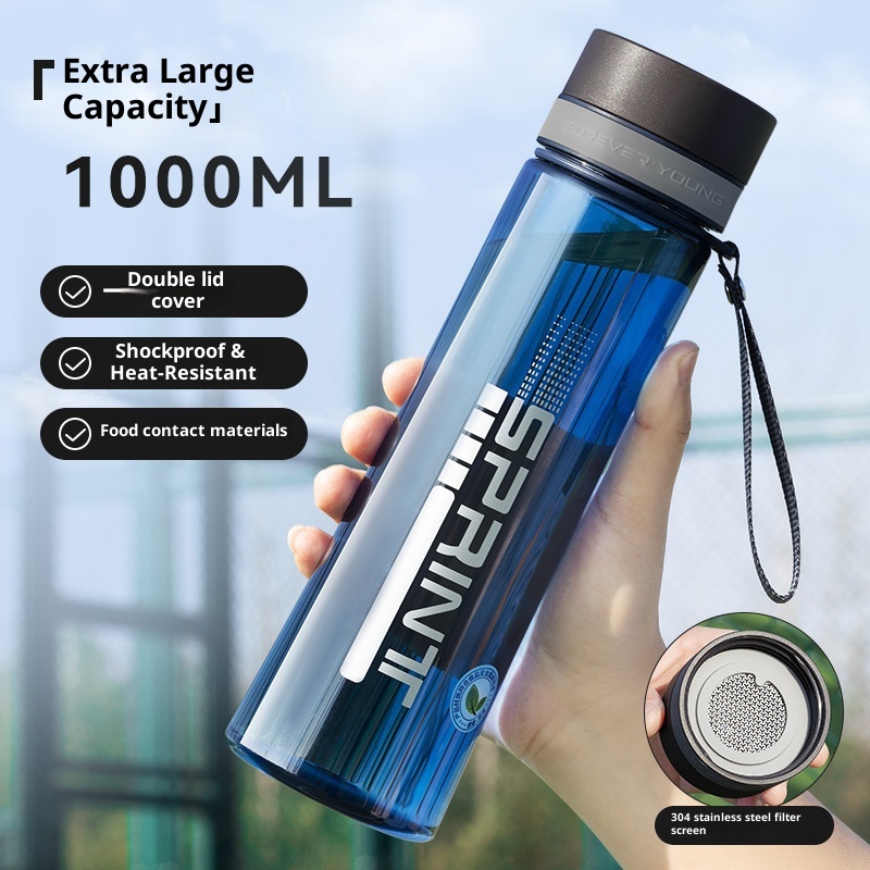 001 Große Trinkflasche für Männer, Sommer-Outdoor-Becher, Sport-Trinkflasche, bruchfester Kunststoff, hitzebeständig_voghion.com