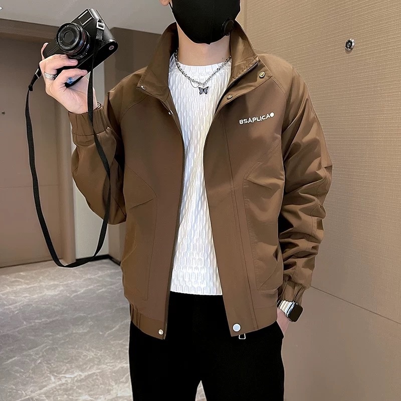 ActiveGo ActiveGo Giacca da baseball con colletto rovesciato, stile americano, versatile, da uomo, primavera autunno, stile High Street, alla moda_voghion.com