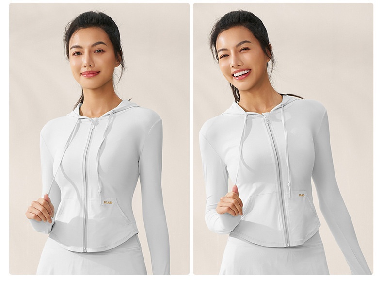 ActiveGo ActiveGo Zhejiang Xichen Original Yarn, abbigliamento da yoga traspirante con cappuccio e protezione solare UV per donna, abbigliamento leggero per esterni_voghion.com