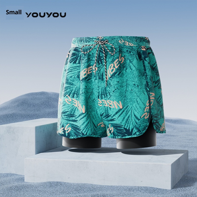 001 Men's Swimming Anti-Embarrassment Double Layer Boxer Swim Trunks Adult 2025 New Professional Hot Spring Swimsuit Full_voghion.com