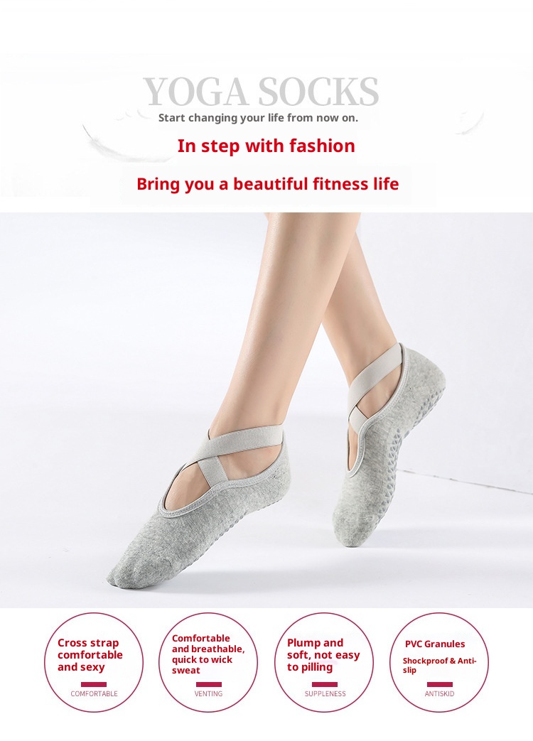 001 Calzini antiscivolo da donna per yoga, autunno e inverno, in cotone spesso, per pilates, danza e fitness, punta aperta, per interni_voghion.com