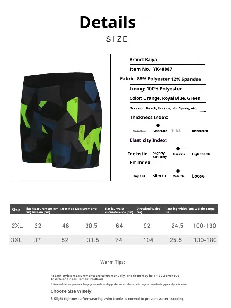 001 Badehose in Übergröße für Herren, schnelltrocknende, lockere Boxershorts, große Größe, geeignet für heiße Quellen und zum Schwimmen_voghion.com