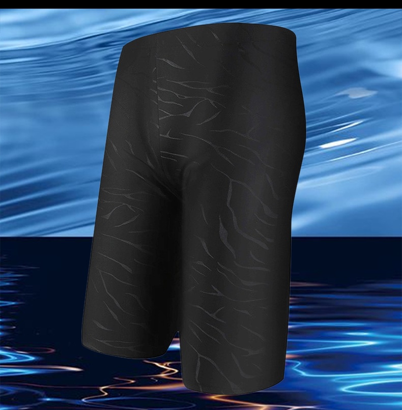 001 Wholesale Men's Large Size Five-Point Professional Long Racing Adult Boxer Beach Shorts Shark Swim Trunks_voghion.com