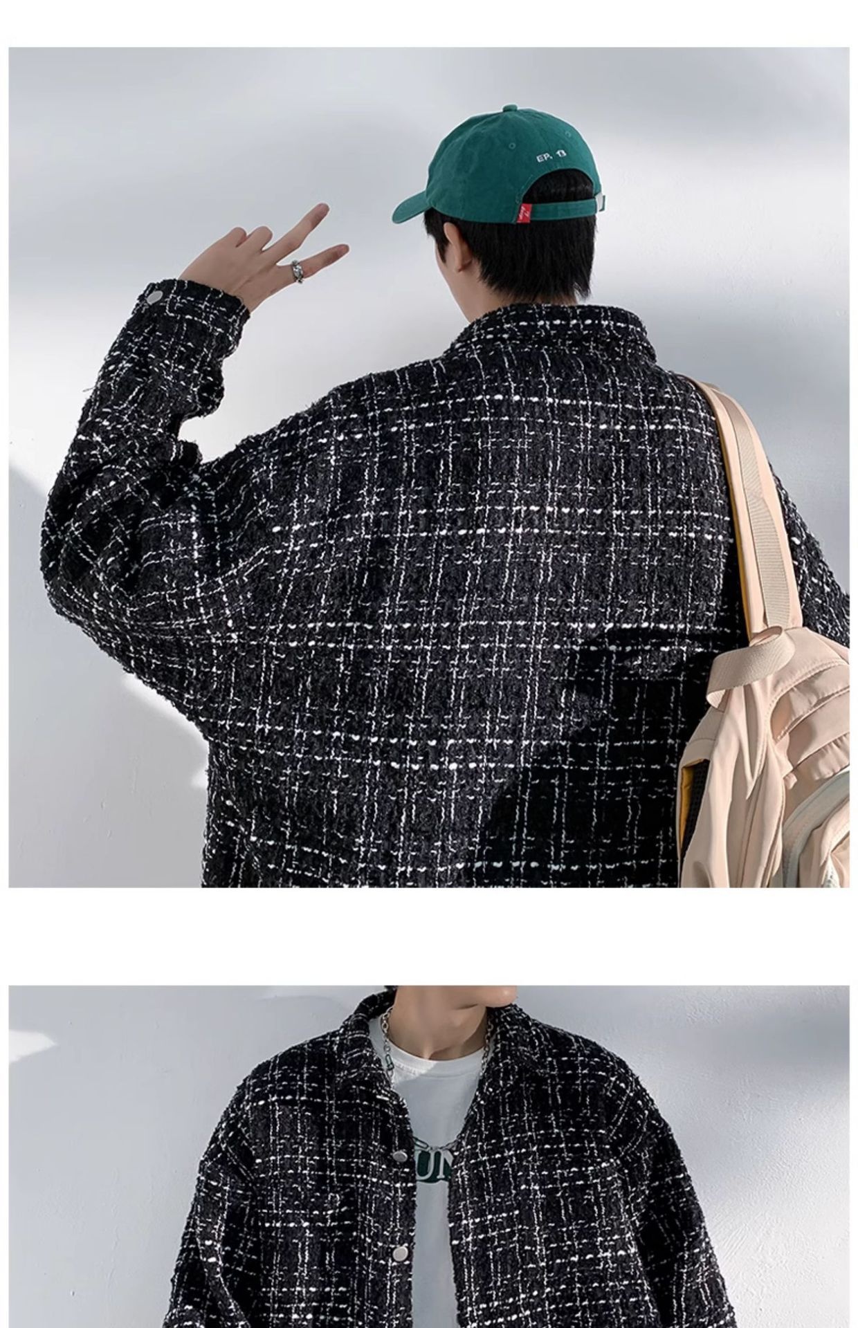 ActiveGo ActiveGo NASAABOUT Houndstooth Men's Brand European American High Street Spring And Autumn Trendy Cool Jacket British Style_voghion.com