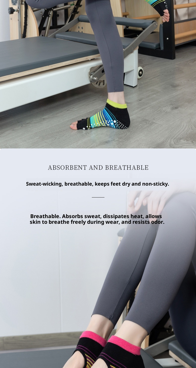 001 Pilates Women Professional Non-Slip Open Sports Fitness Toe Separator Striped Yoga Socks In Stock Wholesale_voghion.com