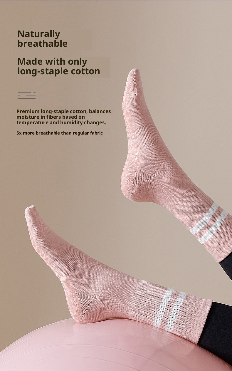 Chaussettes hautes antidérapantes spéciales yoga pour femmes, anti-odeurs, mi-mollet, style pilates, avec motif requin._voghion.com