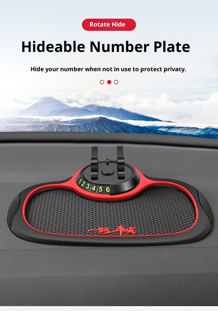 Xiao Deng Handyhalterung, multifunktional, mit Nationalflagge, rutschfest, für Armaturenbrett, Instrumententafel, Auto-Ablagematte, Parkplatznummernschild_voghion.com